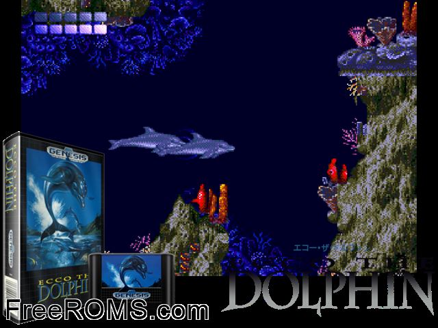 ECCO The Dolphin [T+Ser1.0 Mad Fox] Genesis game showing 3D box cover and gameplay screenshot